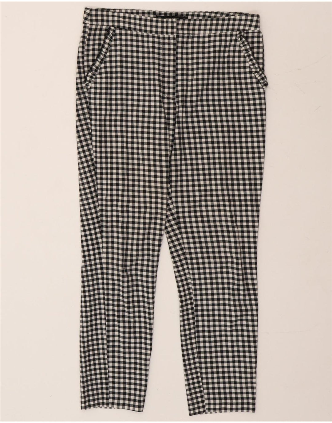 Zara Dame Slim Chino Bukser Medium W30 L26 Sort Gingham
