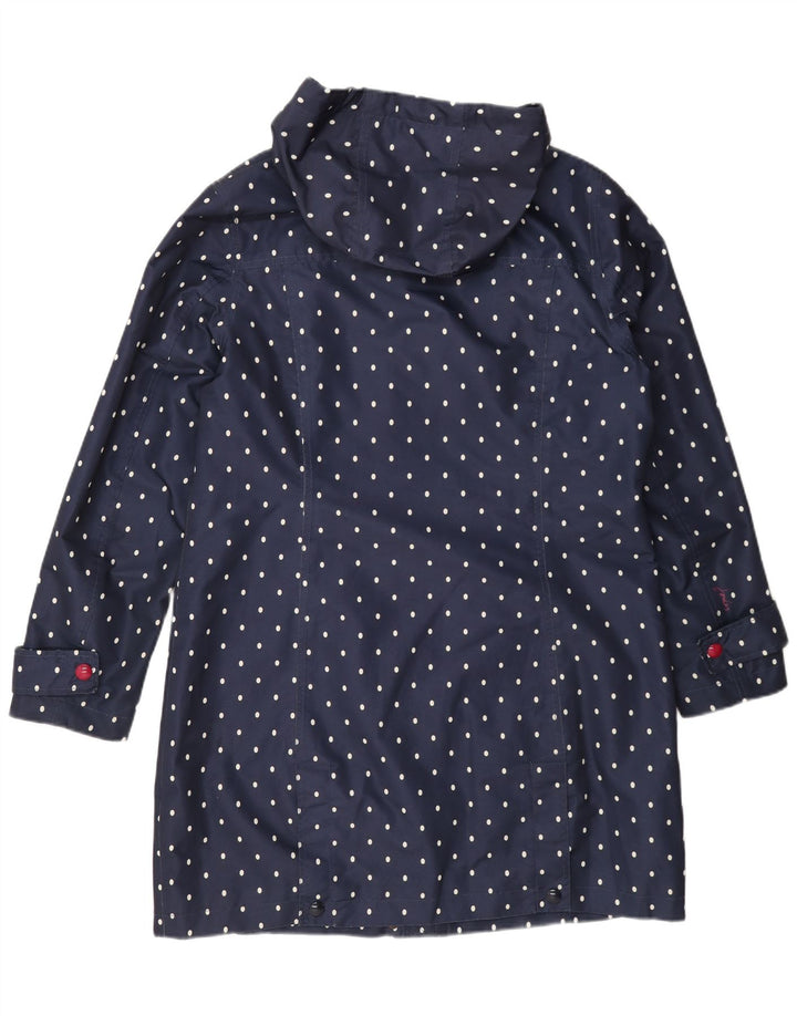 Joules Regnfrakke med hætte til kvinder UK 14 Large Navy Blue Polka Dot Polyester