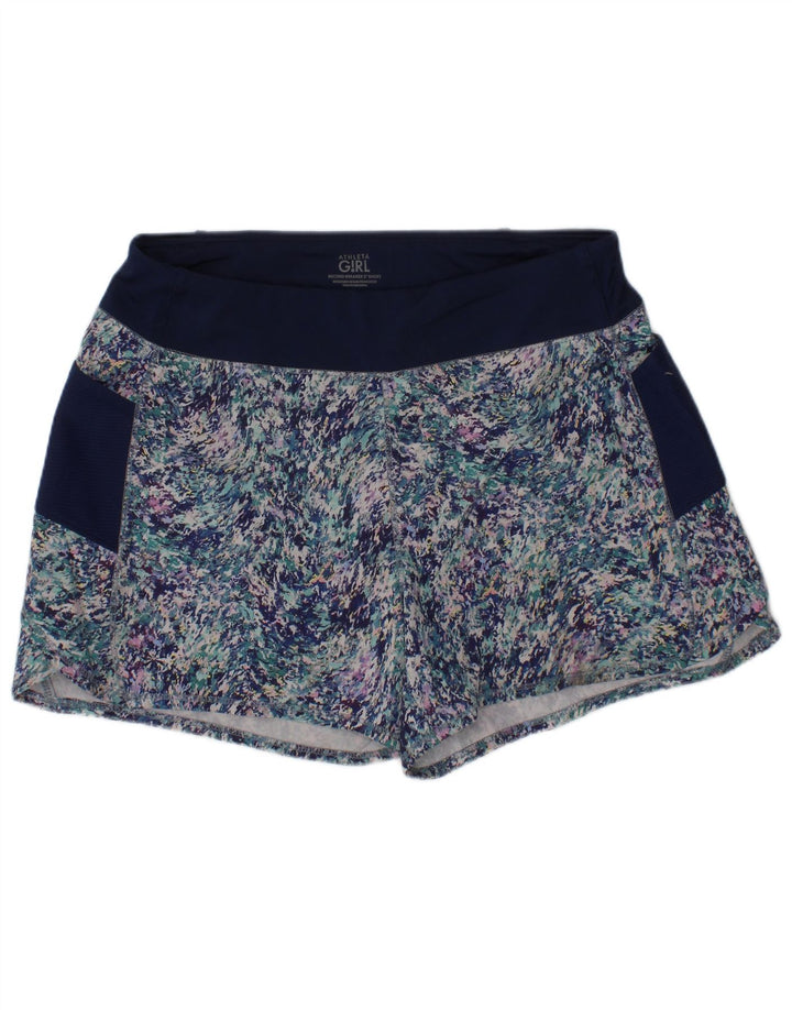Athleta piger abstrakt mønster sportsshorts 11-12 år store marineblå