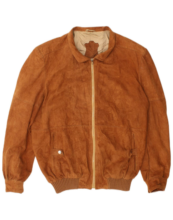 Vintage herre ruskind bomberjakke UK 40 Stort beige læder