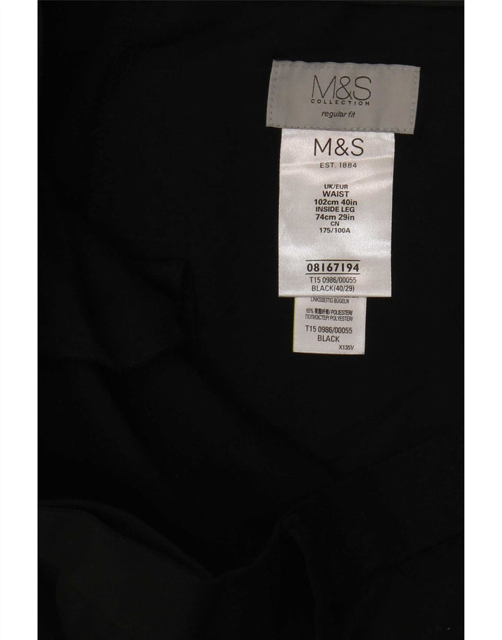 Marks & Spencer Herre Regular Fit Suit Bukser W40 L29 Sort Polyester