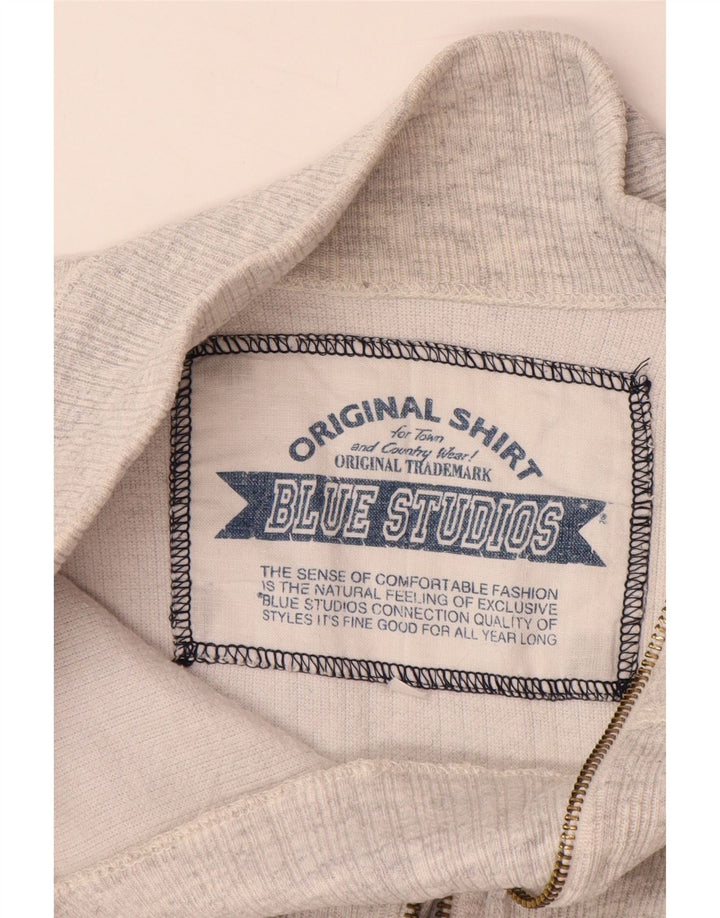 VINTAGE trøje med lynlås til kvinder UK 18 XL Grå