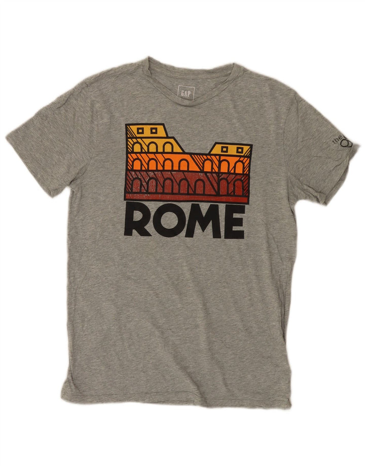 Gap Herre Rom Grafisk T-Shirt Top Lille grå Flecked Bomuld