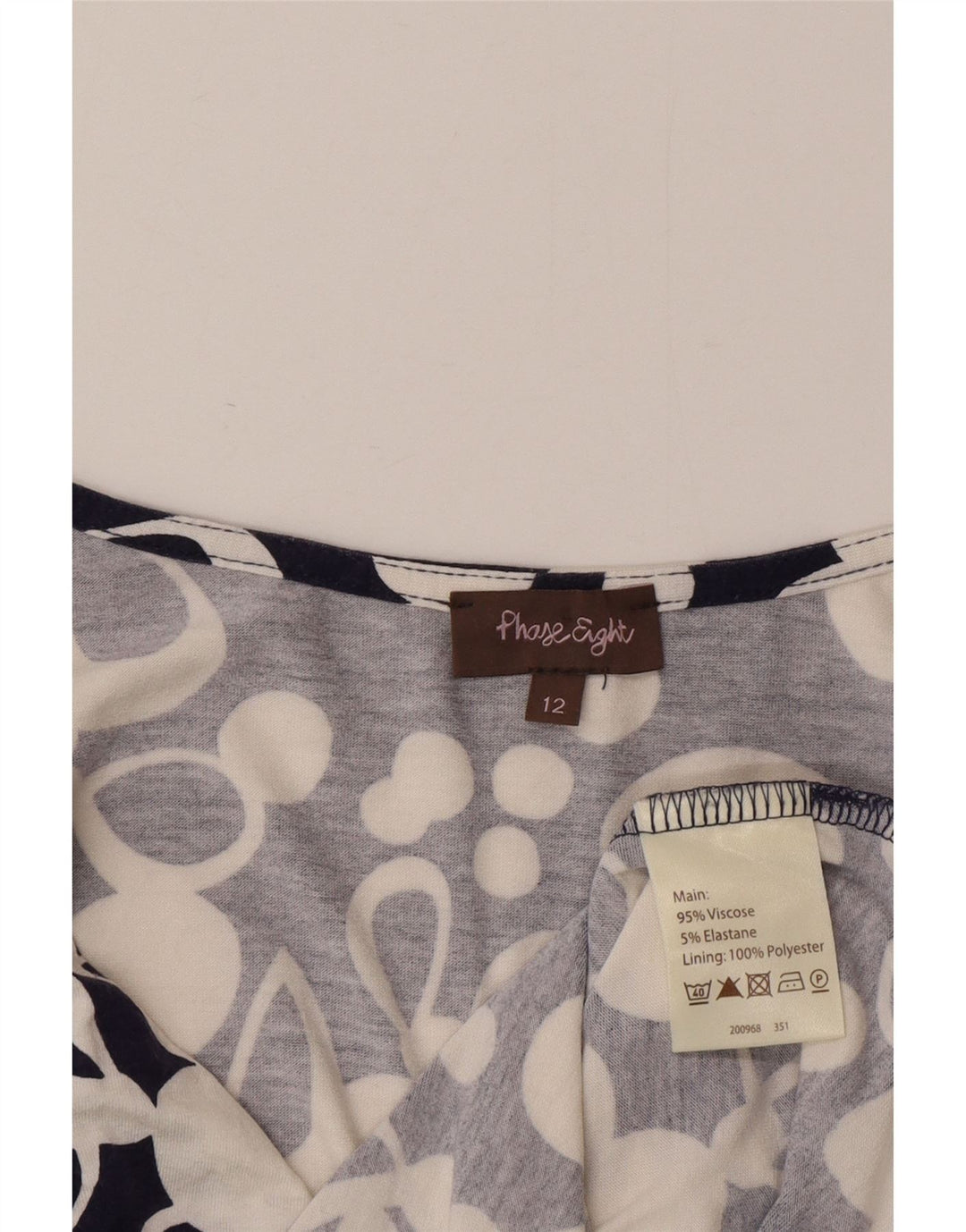 Phase Eight Kvinders Abstrakt Mønster Skede Kjole UK 12 Medium Navy Blue