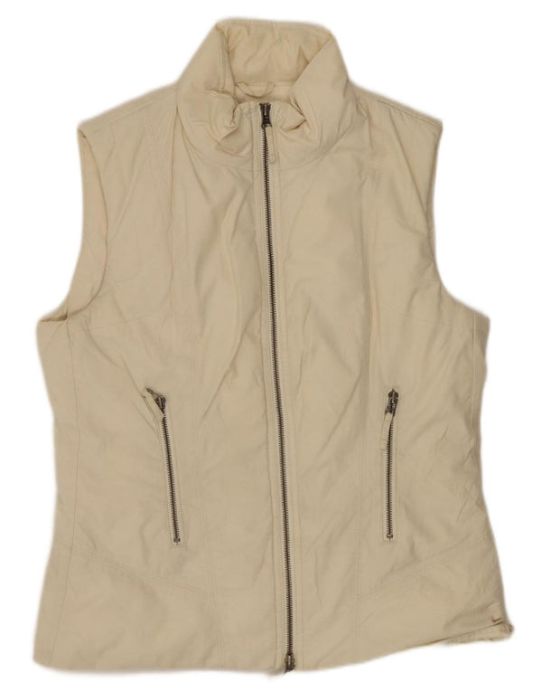 Benetton Womens Polstret Gilet UK 14 Medium Off White Bomuld