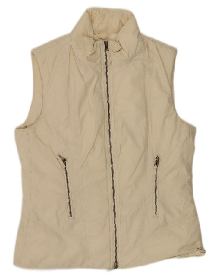 Benetton Womens Polstret Gilet UK 14 Medium Off White Bomuld