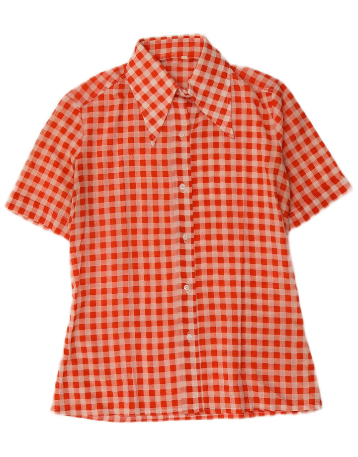 Vintage kortærmet skjorte til kvinder EU 40 Medium Rød Gingham