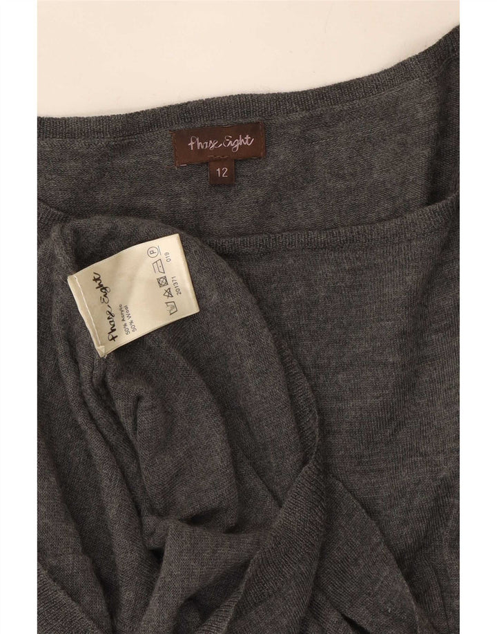 Phase Eight Dame Front Tie Kortærmede Jumper Dress UK 12 Medium Grey