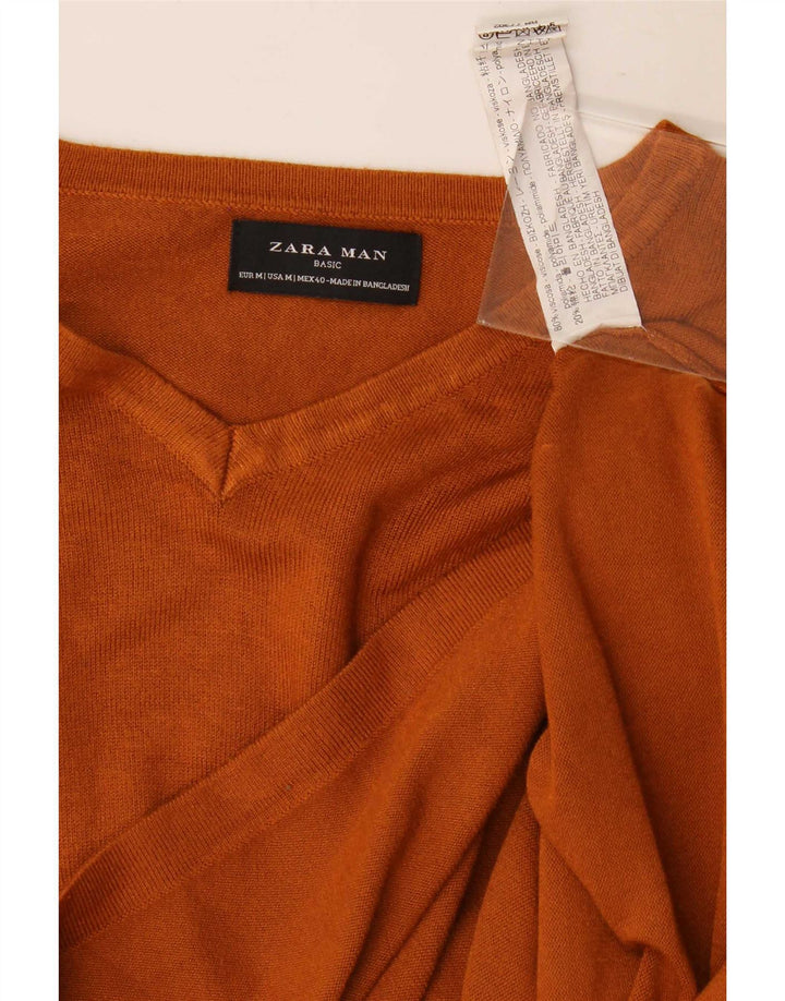 Zara Herre V-hals sweater Medium Orange Viscose