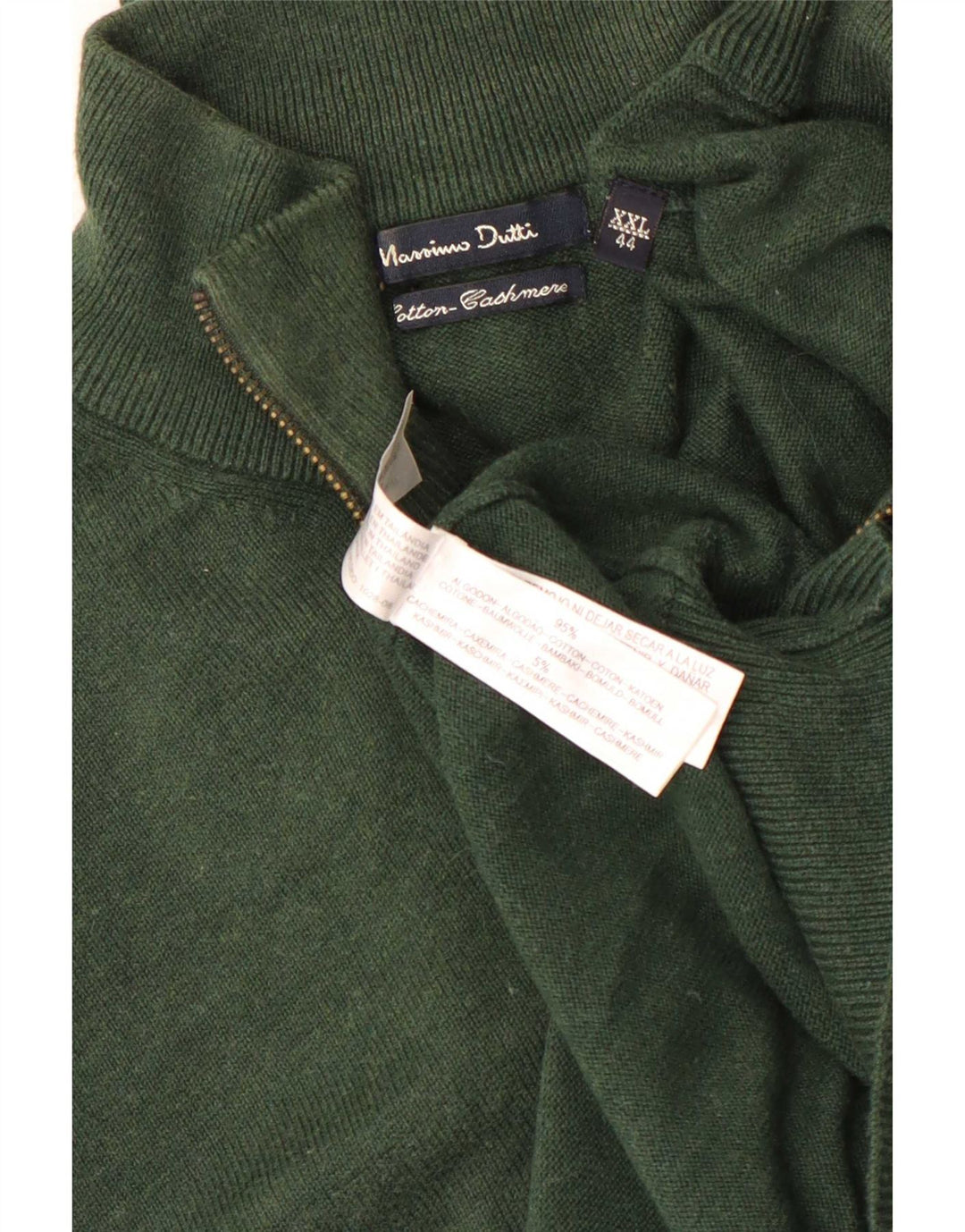 Massimo Dutti Herre Zip Neck Jumper Sweater 2XL Grøn Bomuld