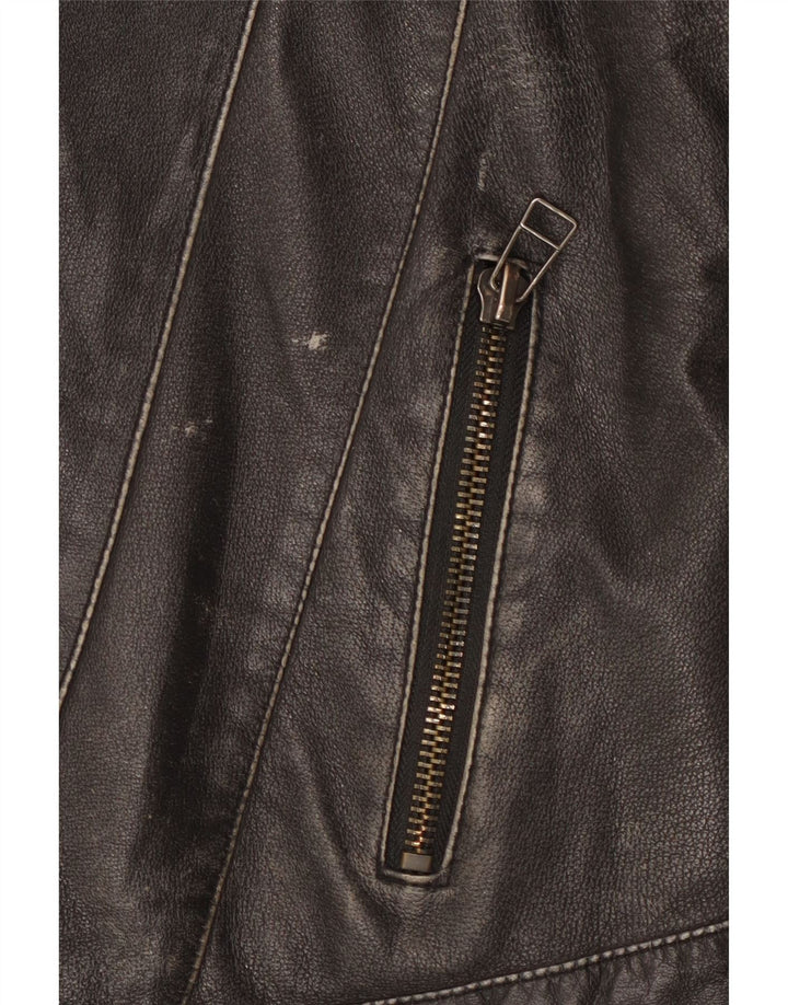 Vintage Herre Biker Læderjakke UK 42 XL Sort Læder