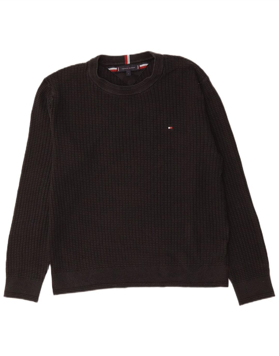 Tommy Hilfiger Herre Crew Neck Jumper Sweater Stor Sort Bomuld