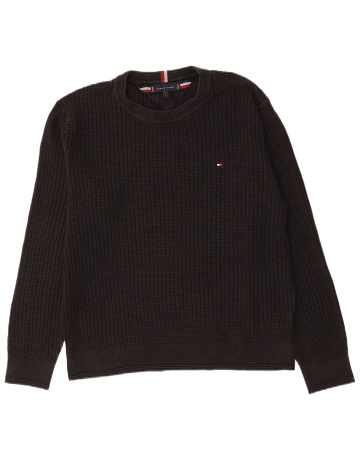Tommy Hilfiger Herre Crew Neck Jumper Sweater Stor Sort Bomuld