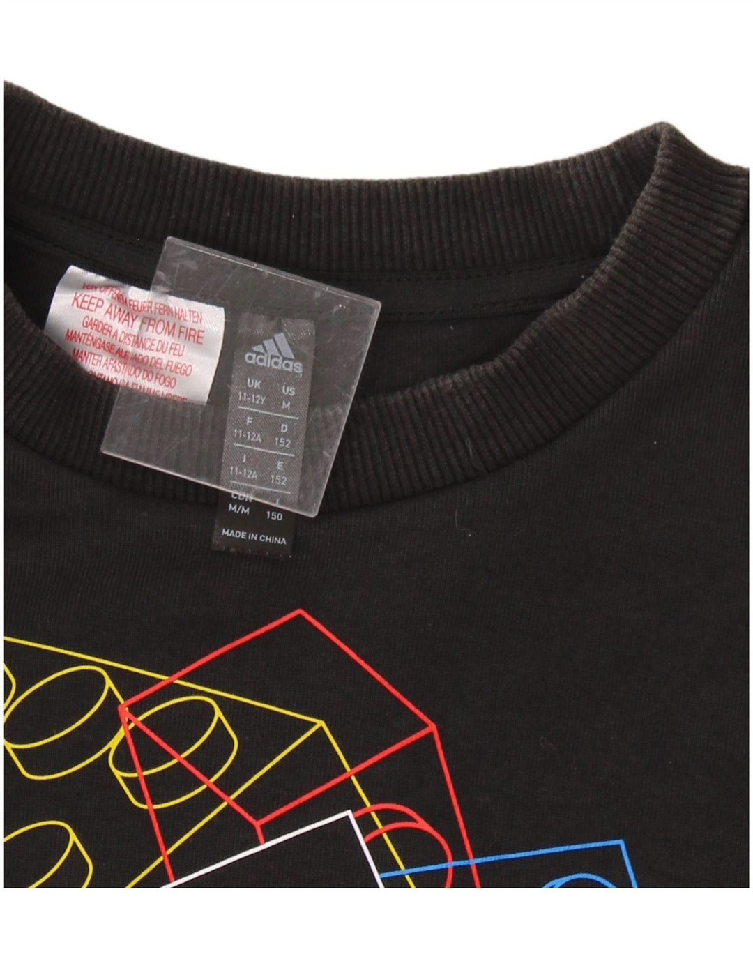 ADIDAS Boys Graphic Sweatshirt Jumper 11-12 Years Black Cotton