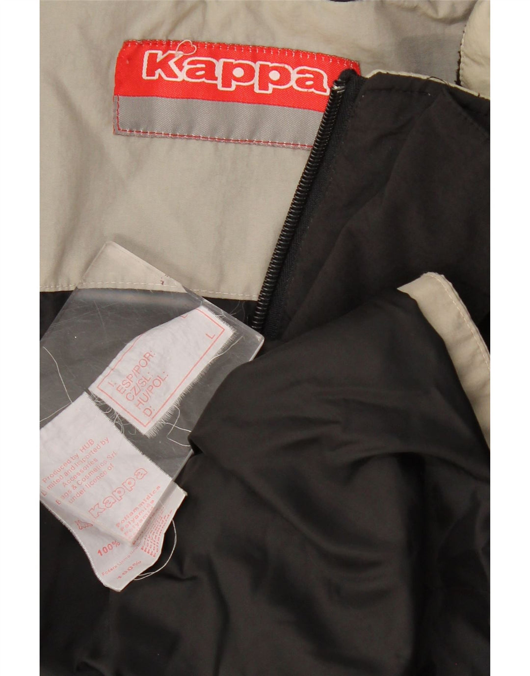 KAPPA Herre Windbreaker Jacket UK 40 Large Black Colourblock Polyamid