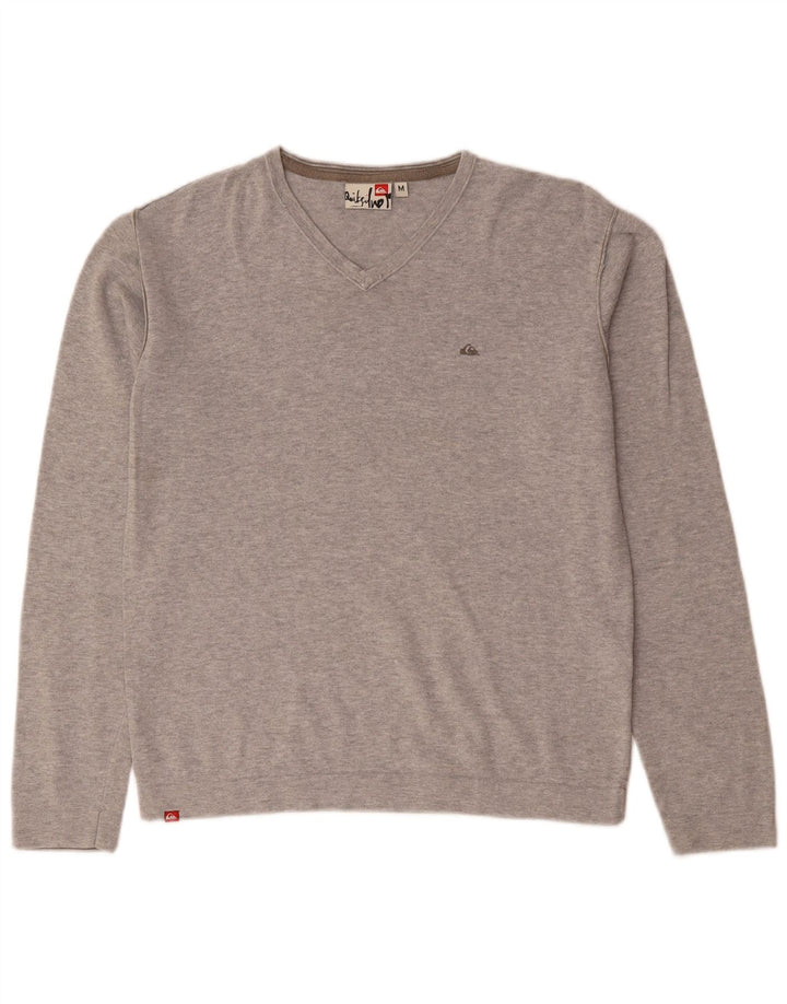 QUIKSILVER Dame V-hals sweater UK 14 Medium Grey Bomuld