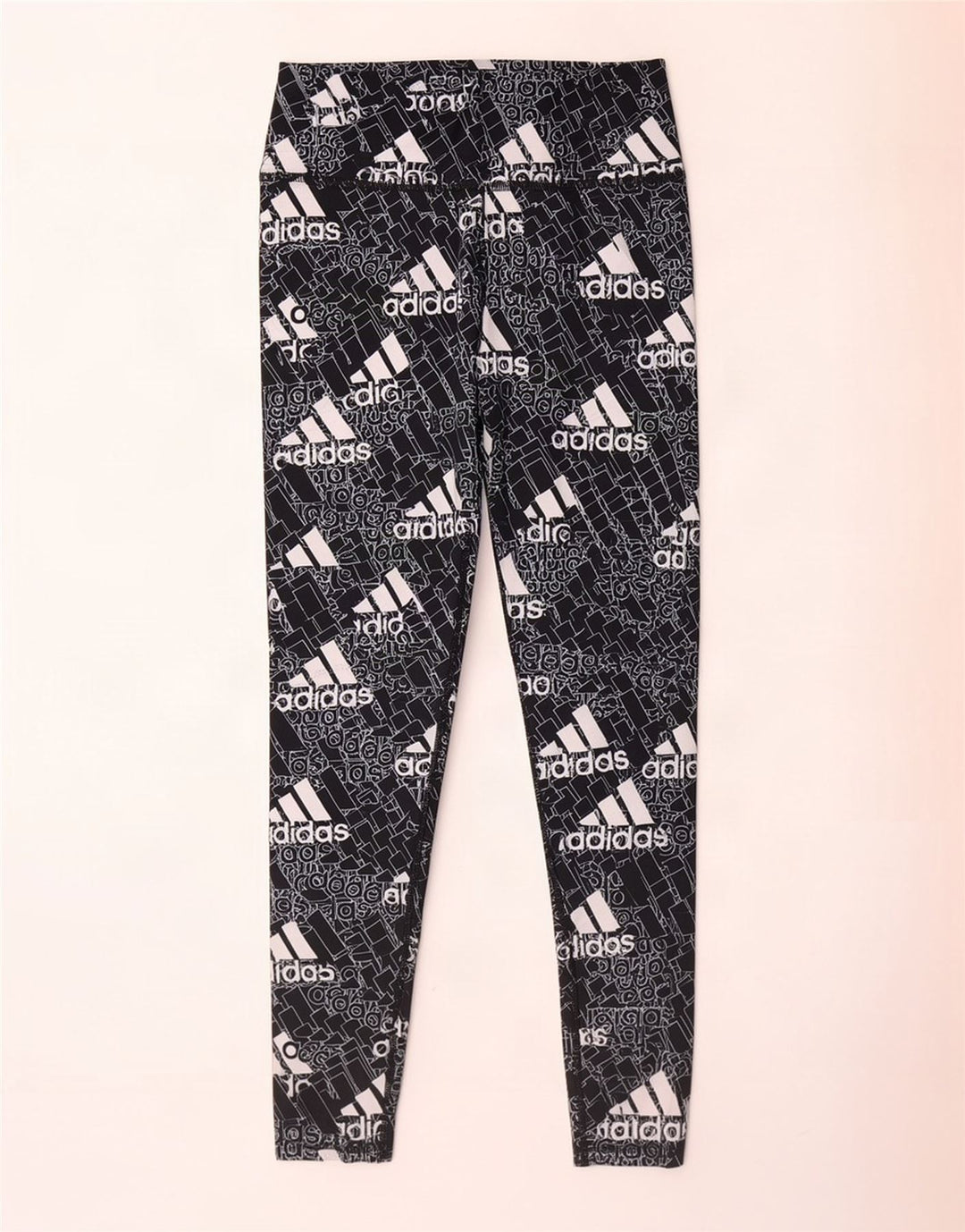 Adidas Graphic Leggings til kvinder UK 12/14 Medium Black Polyester