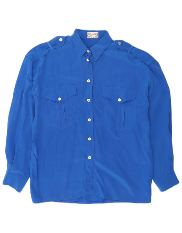 Nadine H Womens Military Shirt UK 16 Large Blue Silk