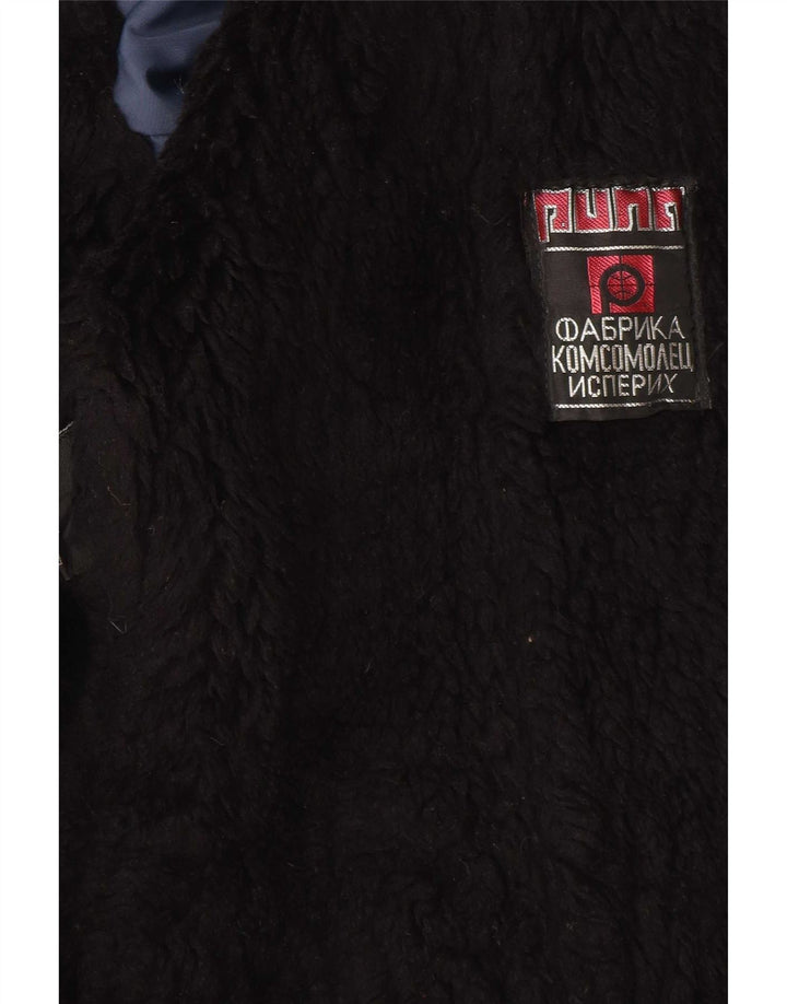 Vintage Sherpa-jakke til kvinder UK 12 Medium Blue Colourblock