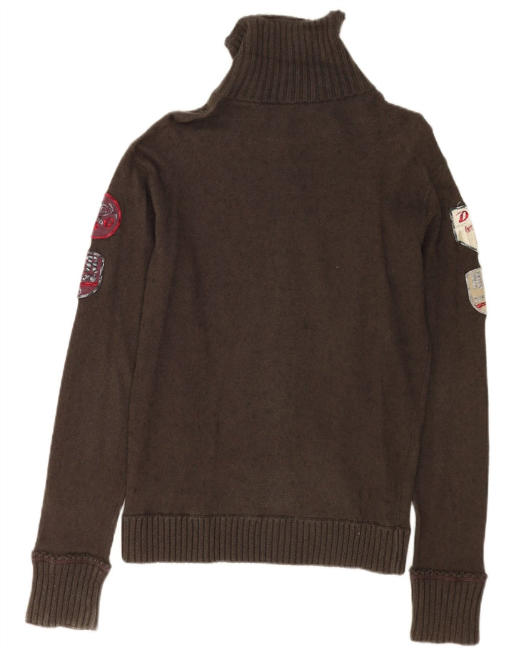 Diesel Herre Grafisk Cardigan Sweater Stor Khaki Bomuld