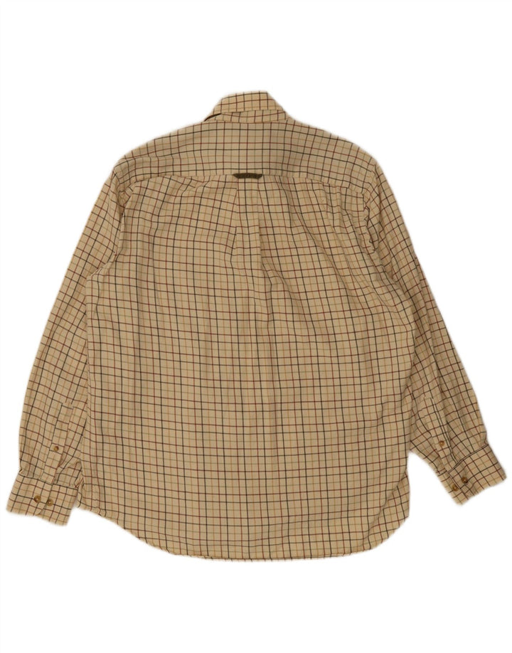 Barbour herre flannelskjorte stor beige ternet bomuld
