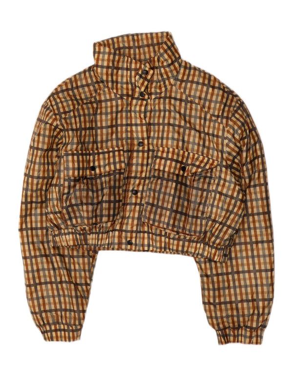Zara Womens Crop Bomber Jacket UK 14 Medium Brown Ternet Polyester
