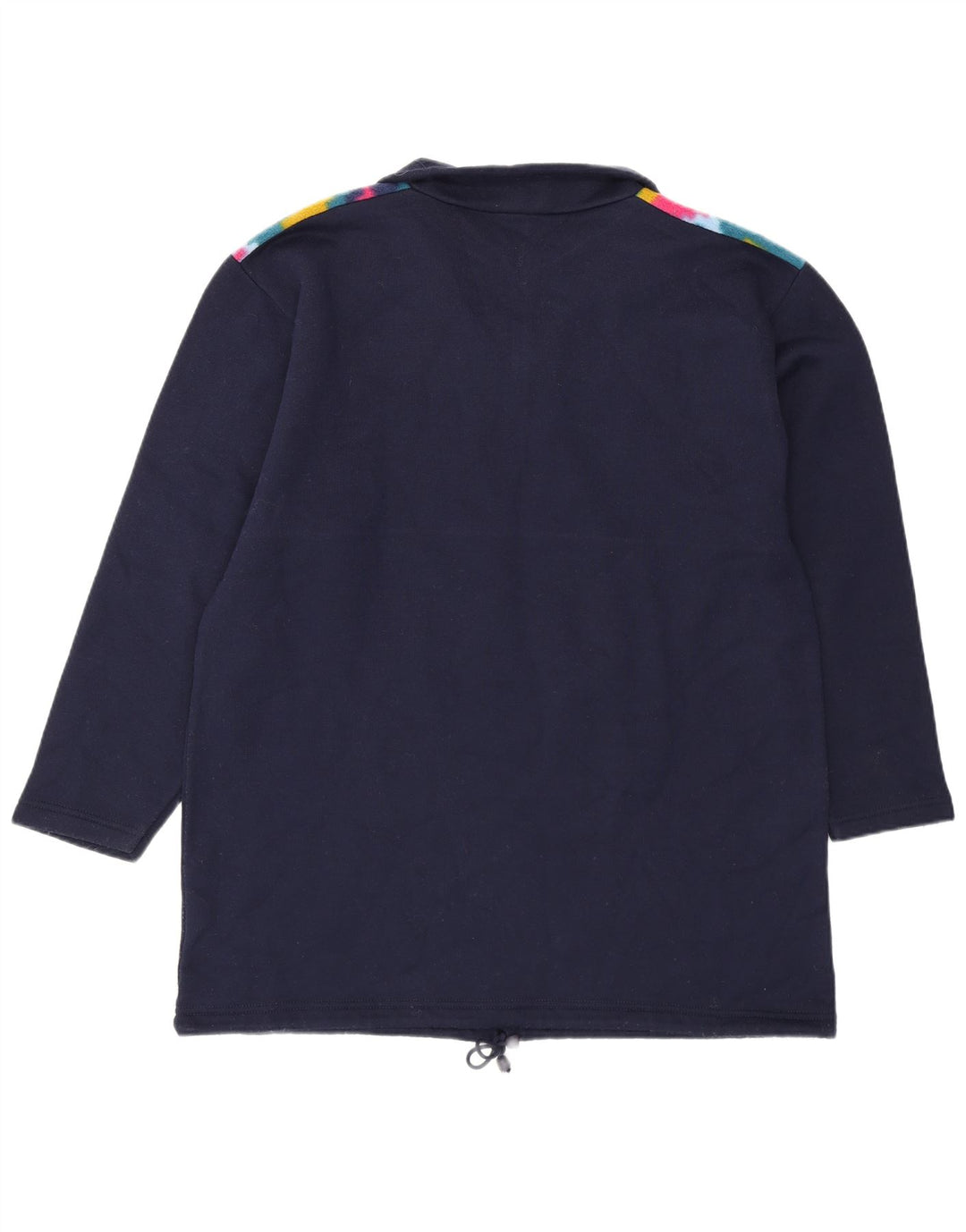 Vintage Herre Zip Neck Pullover Træningsdragt Top Stor Marineblå Geometrisk