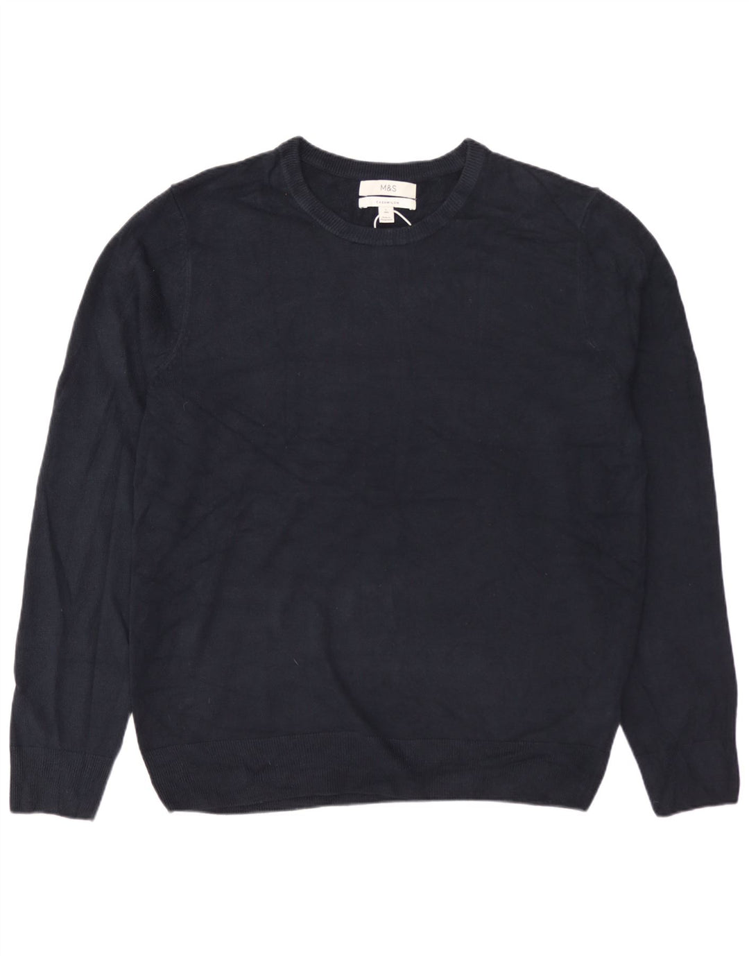 MARKS & SPENCER Herre sweater med rund hals, stor marineblå akryl