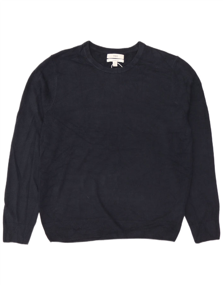 MARKS & SPENCER Herre sweater med rund hals, stor marineblå akryl