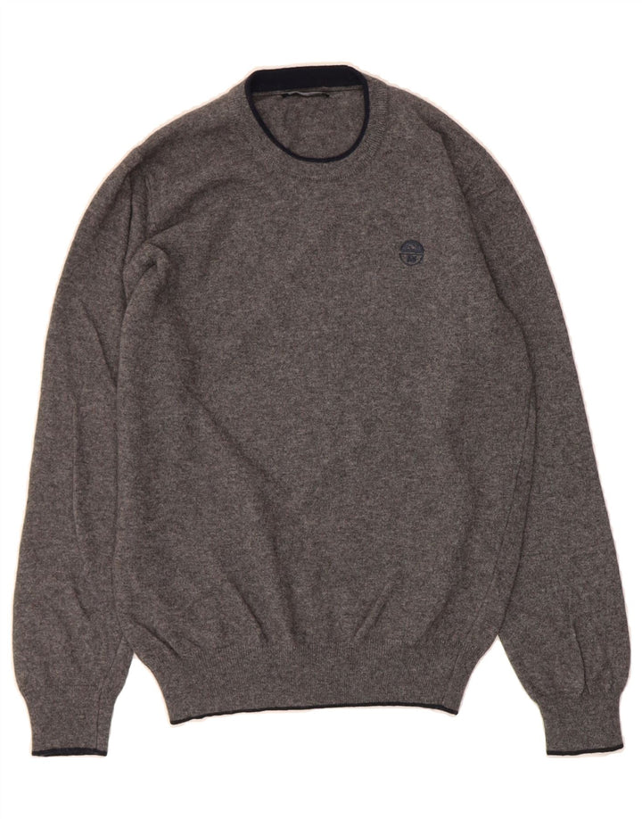 NORTH SAILS Mens Crew Neck Jumper Sweater Small Grey Wool Vintage North Sails and Second-Hand North Sails from Messina Hembry 