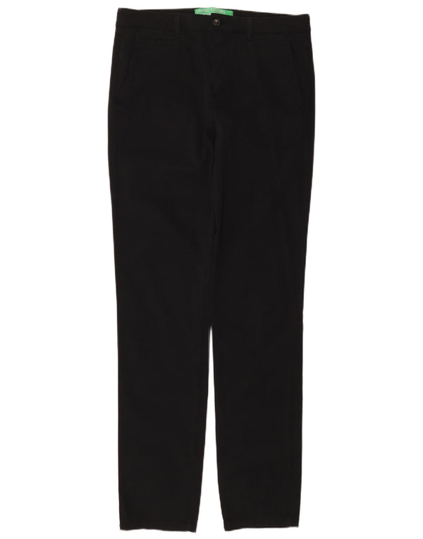 Benetton Herre Slim Chino Bukser IT 46 Small W32 L34 Sort Bomuld