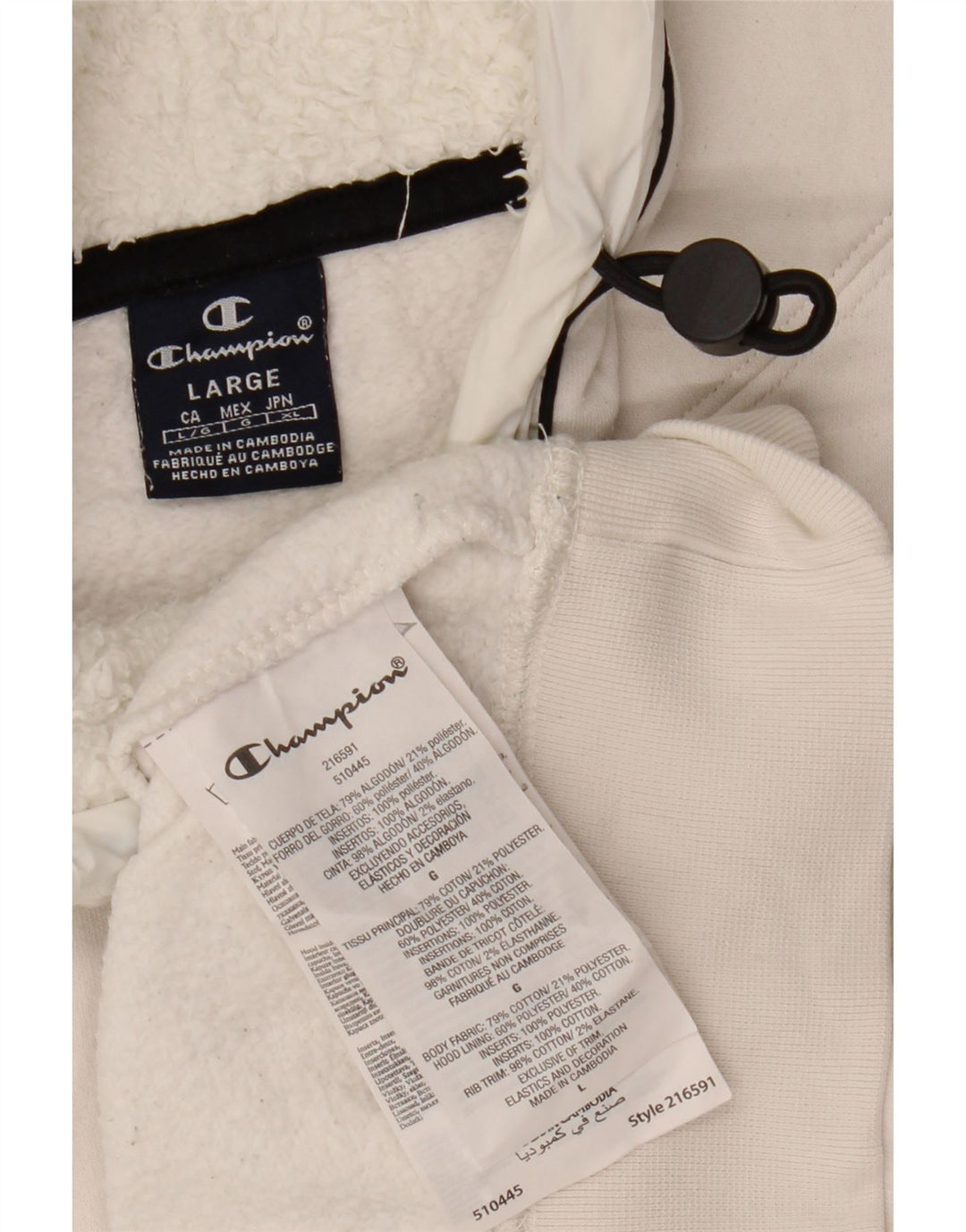 CHAMPION Dame hættetrøje DK 16 Stor hvid bomuld