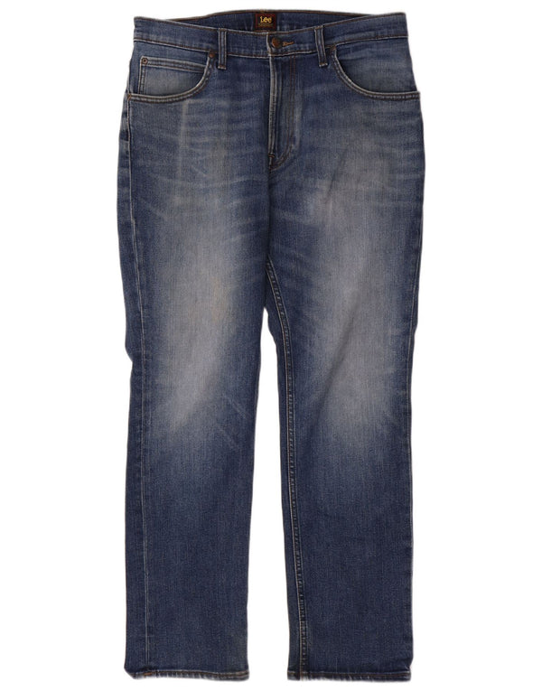 Lee Mens Brooklyn Straight Jeans W33 L30 Blå Bomuld