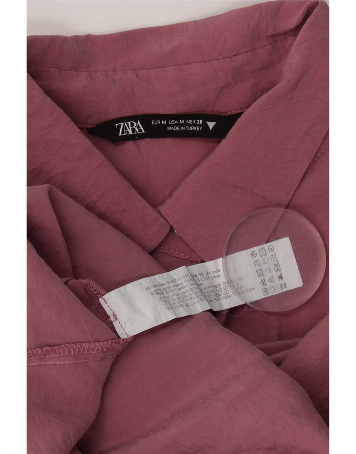 Zara Womens Longline Oversized skjortebluse UK 14 Medium Pink Modal