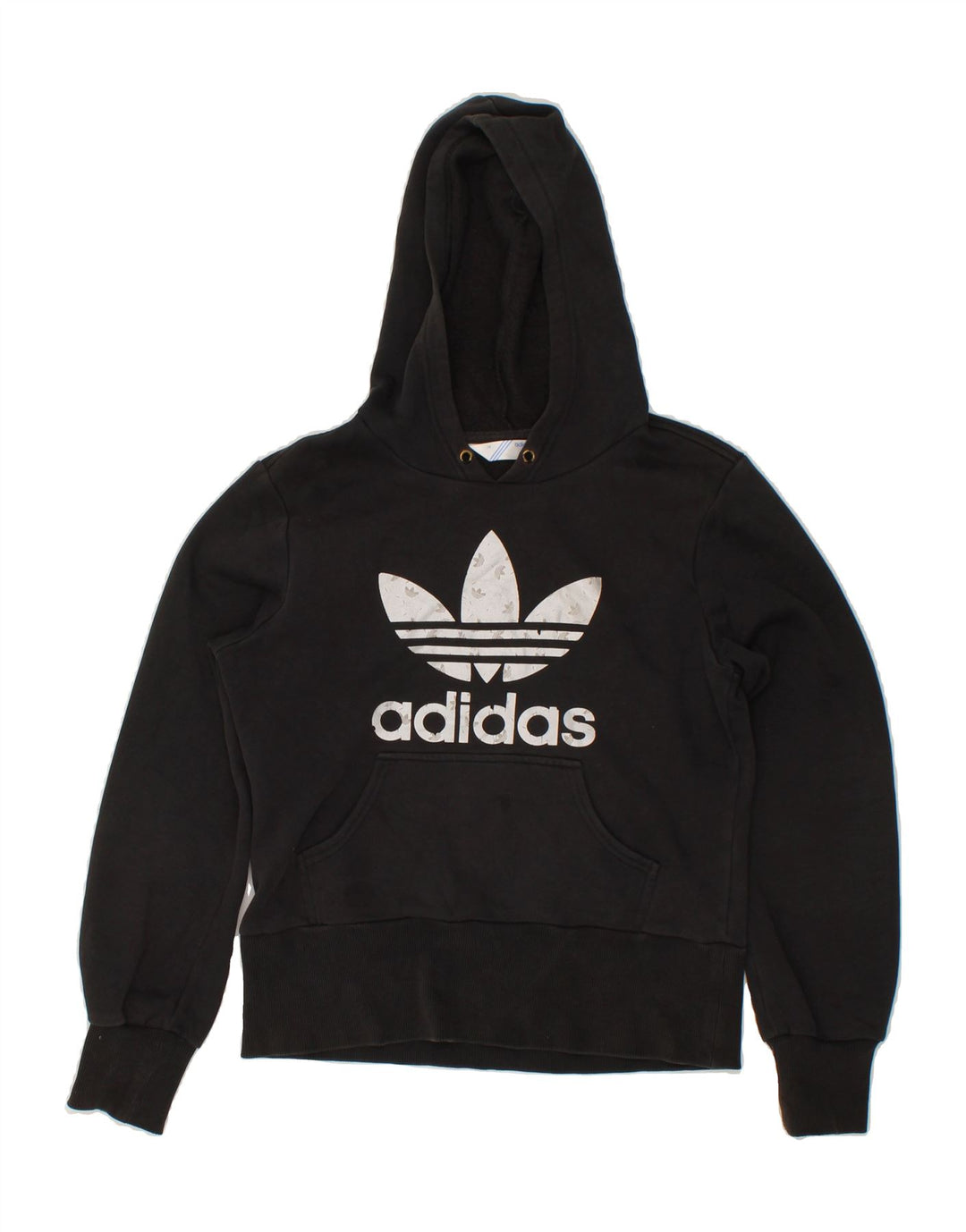 ADIDAS Womens Graphic Hoodie Jumper EU 38 Medium Black Cotton Vintage Adidas and Second-Hand Adidas from Messina Hembry 