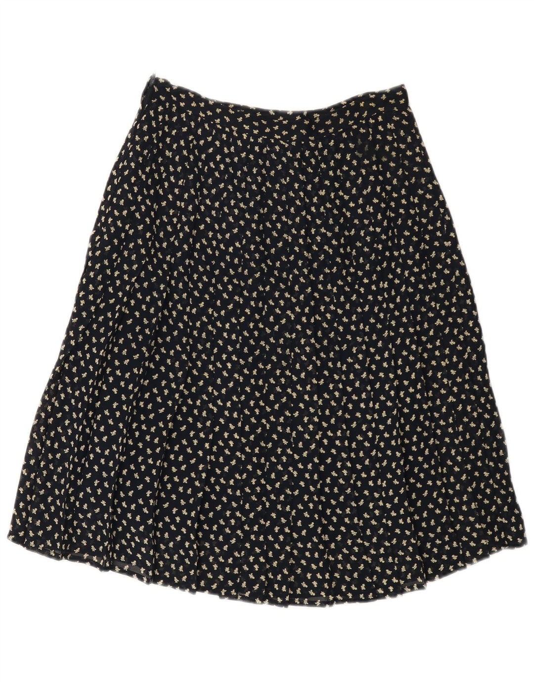 VINTAGE A-linje nederdel til kvinder med høj talje IT 44 Medium W26 Marineblå blomster