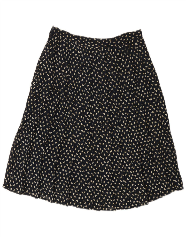 VINTAGE A-linje nederdel til kvinder med høj talje IT 44 Medium W26 Marineblå blomster