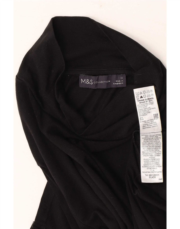 Marks & Spencer Dametop Langærmet UK 14 Medium Sort Bomuld