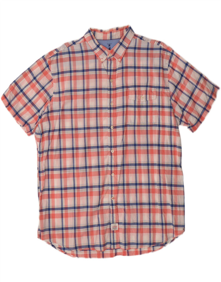 IZOD Mens Short Sleeve Shirt XL Red Check Cotton Vintage Izod and Second-Hand Izod from Messina Hembry 