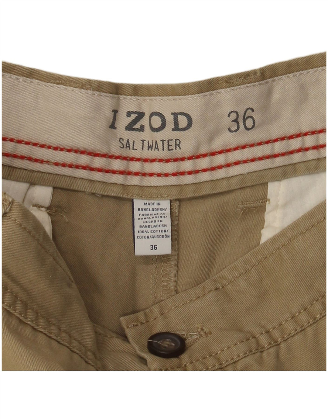 Izod Herre Salt Water Chino Shorts W36 Large Khaki Bomuld