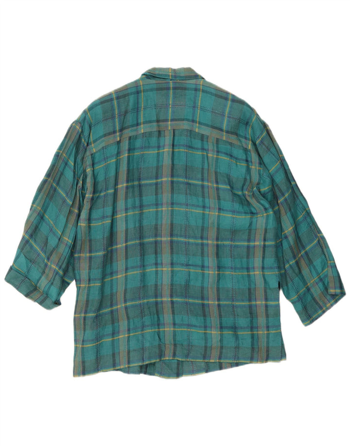 Vintage dame 3-knaps blazerjakke EU 44 XL blå ternet