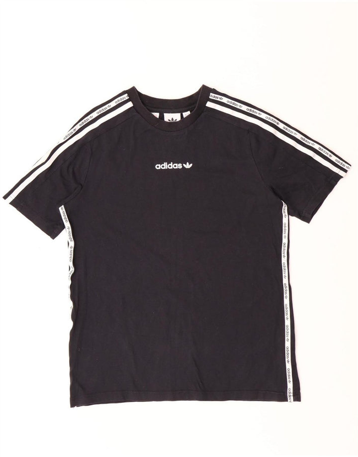 ADIDAS drenge grafisk t-shirt top 13-14 år sort bomuld