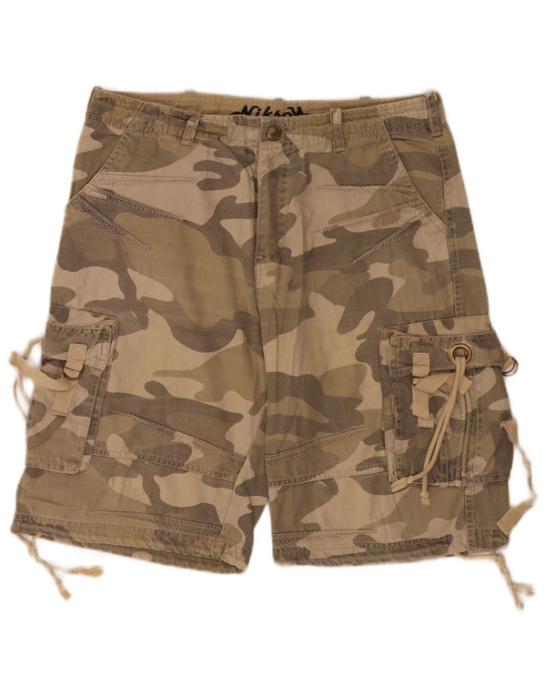 Vintage Herre Cargo Shorts IT 48 Medium W34 Grøn Camouflage Bomuld