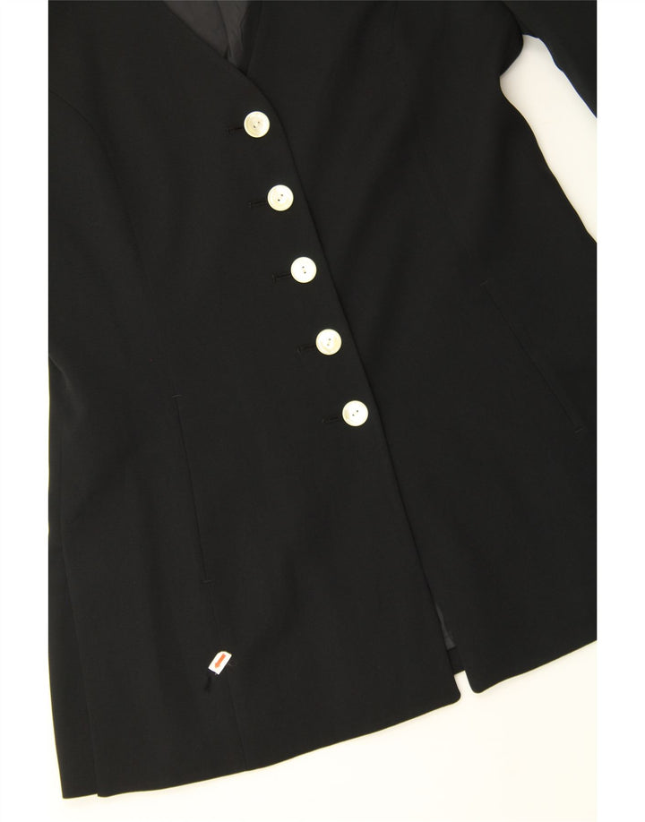 BETTY BARCLAY Womens 5 Button Blazer Jacket UK 12 Medium  Black Acetate Vintage Betty Barclay and Second-Hand Betty Barclay from Messina Hembry 