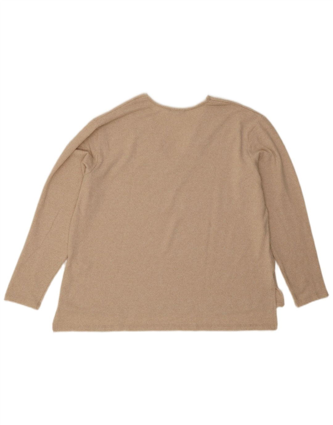 Zara Dame V-hals Sweater UK 16 Stor Beige Polyester