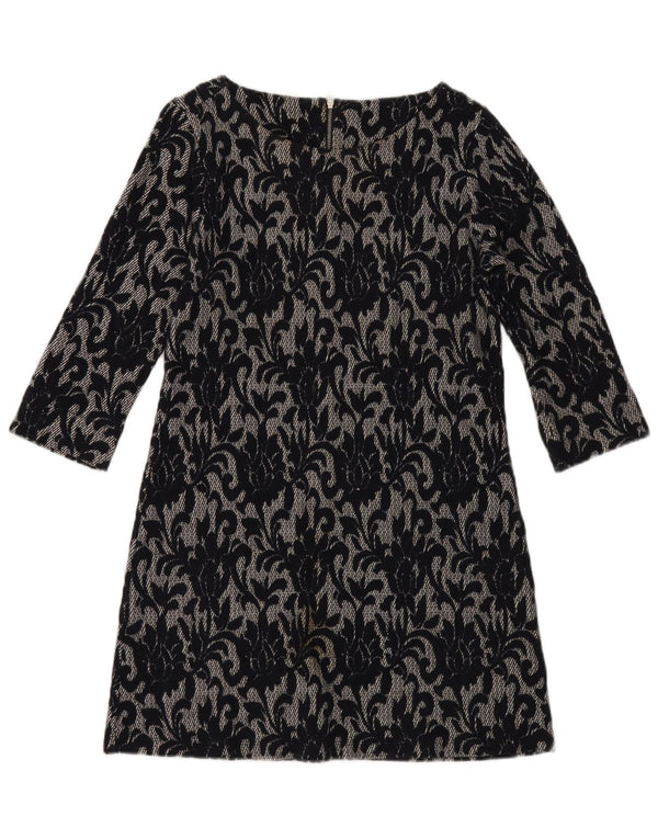 White Stuff Dame 3/4-ærmet A-Line Kjole UK 10 Small Navy Blue Cotton