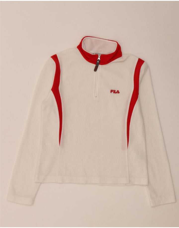 Fila Womens Zip Neck Top Langærmet UK 8 Small White Colourblock Polyester