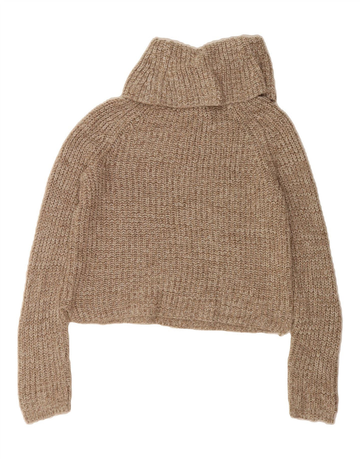 MOSSIMO Womens Oversized Crop Roll Neck Jumper Sweater UK 10 Small Beige Vintage Mossimo and Second-Hand Mossimo from Messina Hembry 