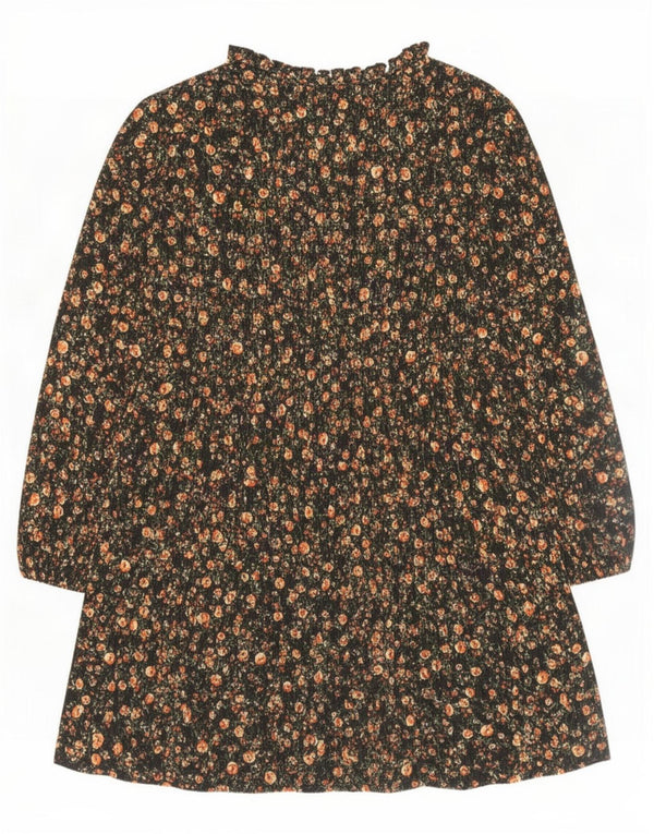 Zara Womens Long Sleeve Tiered Dress UK 14 Medium Black Floral