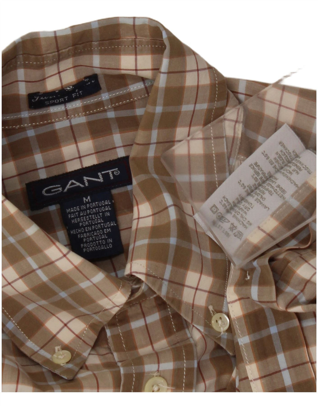 GANT Herreskjorte Medium Beige Ternet bomuld